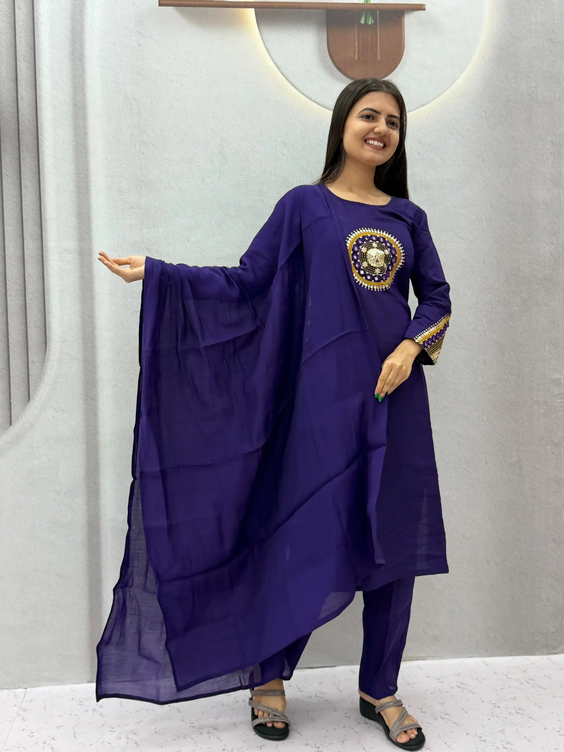 PC 598 Purple Roman Silk Salwar Suit with Sequins Work & Embroidery Work. Available at ₹2099 only. Delivery 4-6 Working Days. Shop now. | Jump Suits, Straight Suits, Casual Suits, Creative suits, Designer Suits, Palazzo Suits, Party Wear Suits, Patiala Suits, Salwar suit