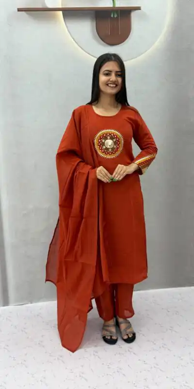 PC 598 Rust Roman Silk Salwar Suit with Sequins Work & Embroidery Work. Available at ₹2099 only. Delivery 4-6 Working Days. Shop now. | Jump Suits, Straight Suits, Casual Suits, Creative suits, Designer Suits, Palazzo Suits, Party Wear Suits, Patiala Suits, Salwar suit