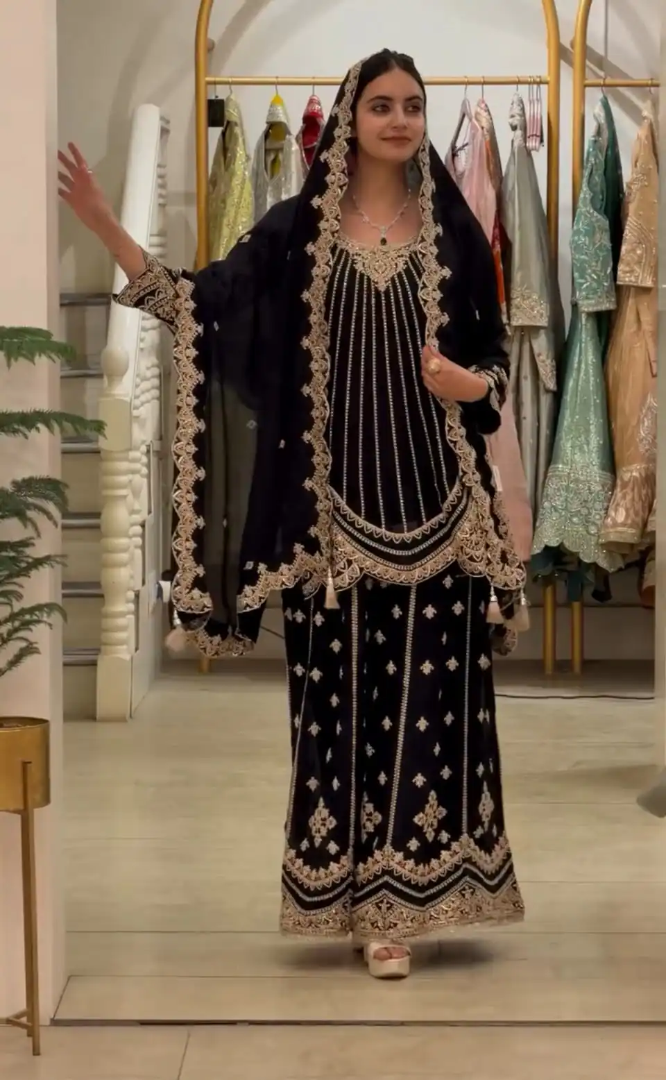 VLM 331 Black Faux Georgette Salwar Suit erfect for Wedding, Party, Mehendi, Pongal, Reception – . Available at ₹2449 only. Delivery 4-6 Working Days | Jump Suits, Straight Suits, Casual Suits, Creative suits, Designer Suits, Palazzo Suits, Party Wear Suits, Patiala Suits, Salwar suit