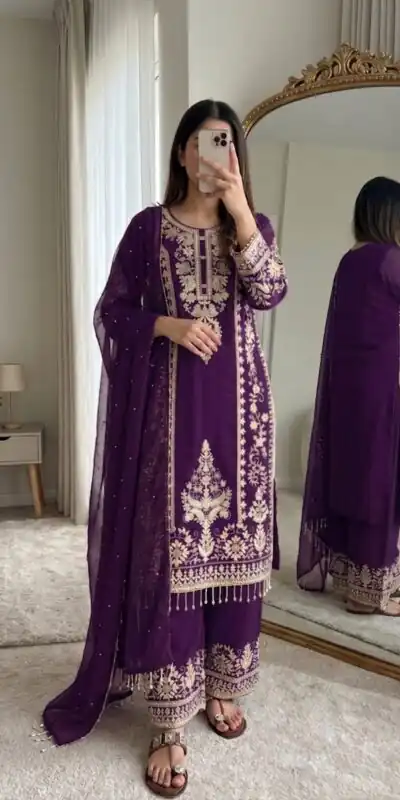 SRK 5365 Purple Faux Georgette Salwar Suit erfect for Wedding, Party, Mehendi, Pongal, Reception – . Available at ₹2449 only. Delivery 4-6 Working Days | Jump Suits, Straight Suits, Casual Suits, Creative suits, Designer Suits, Palazzo Suits, Party Wear Suits, Patiala Suits, Salwar suit
