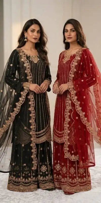VLM 331 Red Faux Georgette Salwar Suit erfect for Wedding, Party, Mehendi, Pongal, Reception – . Available at ₹2449 only. Delivery 4-6 Working Days | Jump Suits, Straight Suits, Casual Suits, Creative suits, Designer Suits, Palazzo Suits, Party Wear Suits, Patiala Suits, Salwar suit