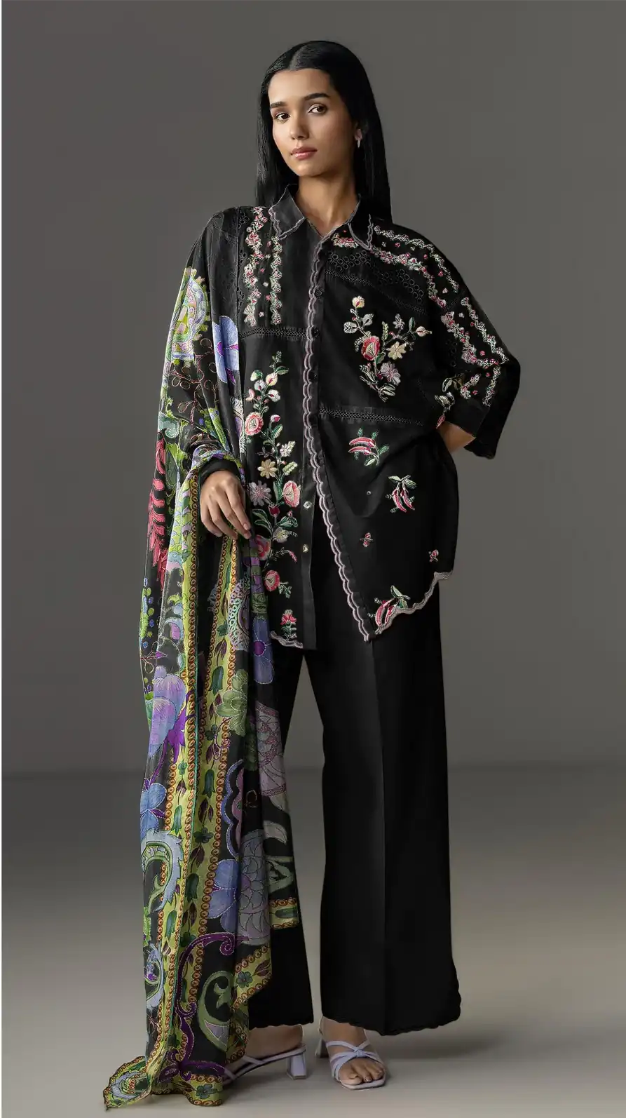 FC 1228 Black Cambric Cotton Salwar Suit with Digital Print & Embroidery Work. Festive Deal ₹2499. Delivery 4-6 Working Days. Shop now. | Jump Suits, Straight Suits, Casual Suits, Creative suits, Designer Suits, Palazzo Suits, Party Wear Suits, Patiala Suits, Salwar suit