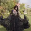 KA 1268 Black in Colour Faux Georgette Bandhani Print Work Gown. Available at ₹2119 only. Delivery 4-6 Working Days. Shop now. | Bollywood Gowns, Creative Gowns, Designer Gowns, Embroidered Gowns, Gowns, Party Wear Gowns