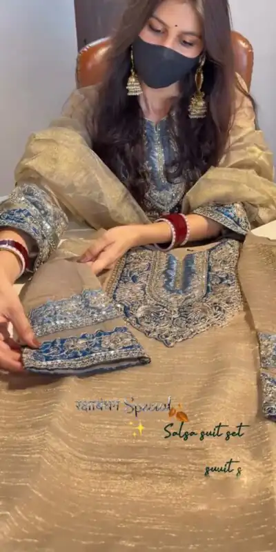 JF 055 Cream in Salsa Silk Embroidery Work & Sequins Work Salwar Suit . Get it for ₹2499. Delivery 4-6 Working Days. Shop now. | Jump Suits, Straight Suits, Casual Suits, Creative suits, Designer Suits, Palazzo Suits, Party Wear Suits, Patiala Suits, Salwar suit