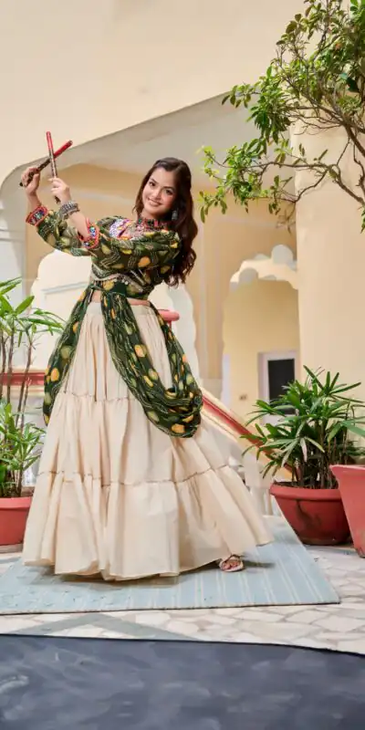 Ram 131 Green in Pure Cotton Mirror Work & Gamthi Work Lehenga Choli . Exclusive Offer ₹2949. Delivery 4-6 Working Days. Shop now. | Bollywood Lehenga, Creative Lehenga, Designer Lehenga, Embroidered Lehenga, Lehenga, Party Wear Lehenga