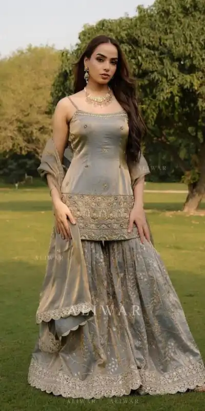 ST 227 Grey in Color Organza Silk Embroidery Work Salwar Suit . Festive Deal ₹2399. Delivery 4-6 Working Days. Online Shop now. | Jump Suits, Straight Suits, Casual Suits, Creative suits, Designer Suits, Palazzo Suits, Party Wear Suits, Patiala Suits, Salwar suit