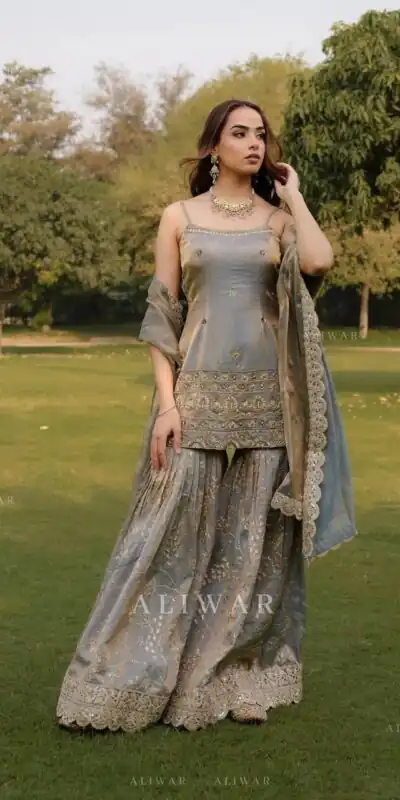 ST 227 Grey in Color Organza Silk Embroidery Work Salwar Suit . Festive Deal ₹2399. Delivery 4-6 Working Days. Online Shop now. | Jump Suits, Straight Suits, Casual Suits, Creative suits, Designer Suits, Palazzo Suits, Party Wear Suits, Patiala Suits, Salwar suit