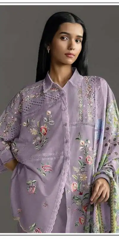 FC 1228 Lavender Cambric Cotton Salwar Suit with Digital Print & Embroidery Work. Festive Deal ₹2499. Delivery 4-6 Working Days. Shop now. | Jump Suits, Straight Suits, Casual Suits, Creative suits, Designer Suits, Palazzo Suits, Party Wear Suits, Patiala Suits, Salwar suit