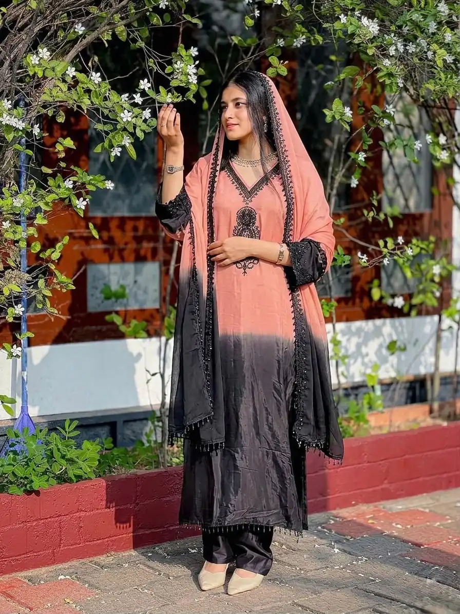 SR 1710 Peach French Crep Silk Salwar Suit Perfect for Wedding, Party, Engagement, Baisakhi, Pongal – . Special Price ₹2149. Delivery 4-6 Working Days | Jump Suits, Straight Suits, Casual Suits, Creative suits, Designer Suits, Palazzo Suits, Party Wear Suits, Patiala Suits, Salwar suit