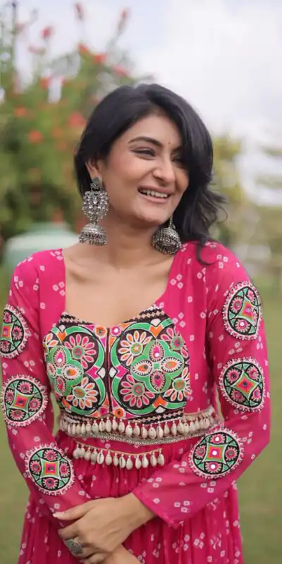 KA 1268 Pink in Colour Faux Georgette Bandhani Print Work Gown. Available at ₹2119 only. Delivery 4-6 Working Days. Shop now. | Bollywood Gowns, Creative Gowns, Designer Gowns, Embroidered Gowns, Gowns, Party Wear Gowns
