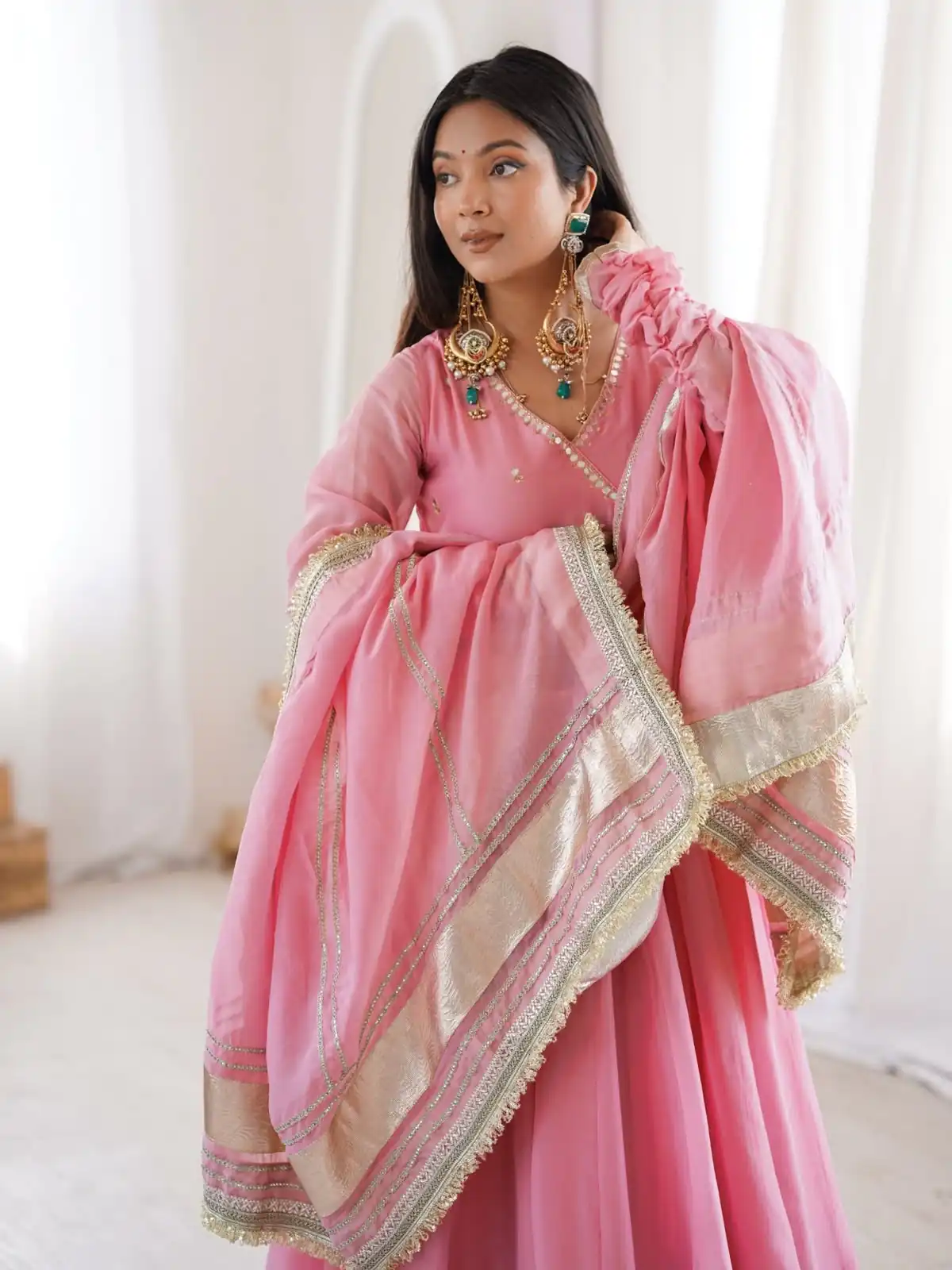 RTC 6048 Pink Tabby Organza Silk Gown with Hand Work & Mirror Work. Special Price ₹2549. Delivery 4-6 Working Days. Shop now. | Bollywood Gowns, Creative Gowns, Designer Gowns, Embroidered Gowns, Gowns, Party Wear Gowns