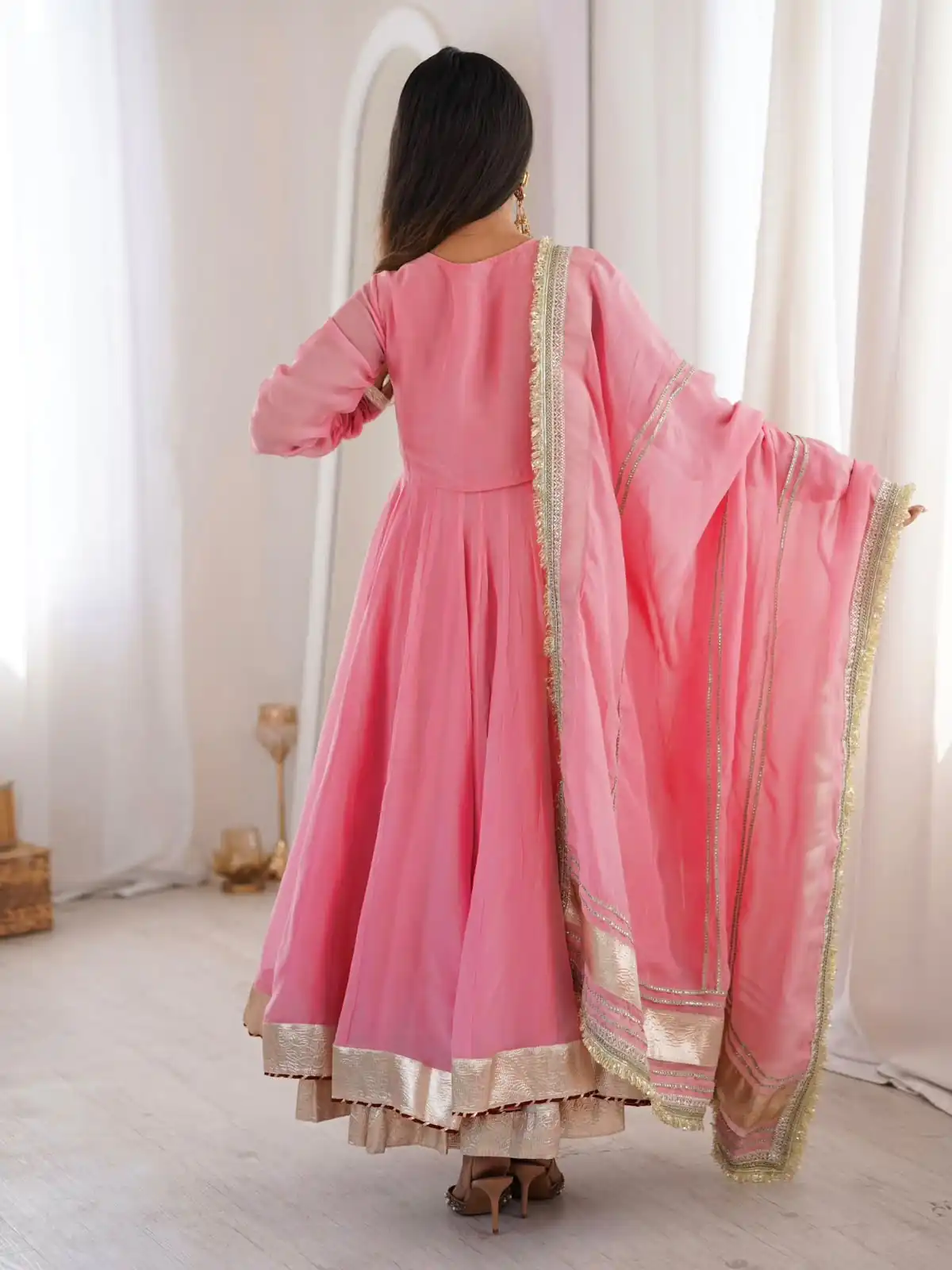 RTC 6048 Pink Tabby Organza Silk Gown with Hand Work & Mirror Work. Special Price ₹2549. Delivery 4-6 Working Days. Shop now. | Bollywood Gowns, Creative Gowns, Designer Gowns, Embroidered Gowns, Gowns, Party Wear Gowns
