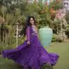 KA 1268 Purple in Colour Faux Georgette Bandhani Print Work Gown. Available at ₹2119 only. Delivery 4-6 Working Days. Shop now. | Bollywood Gowns, Creative Gowns, Designer Gowns, Embroidered Gowns, Gowns, Party Wear Gowns