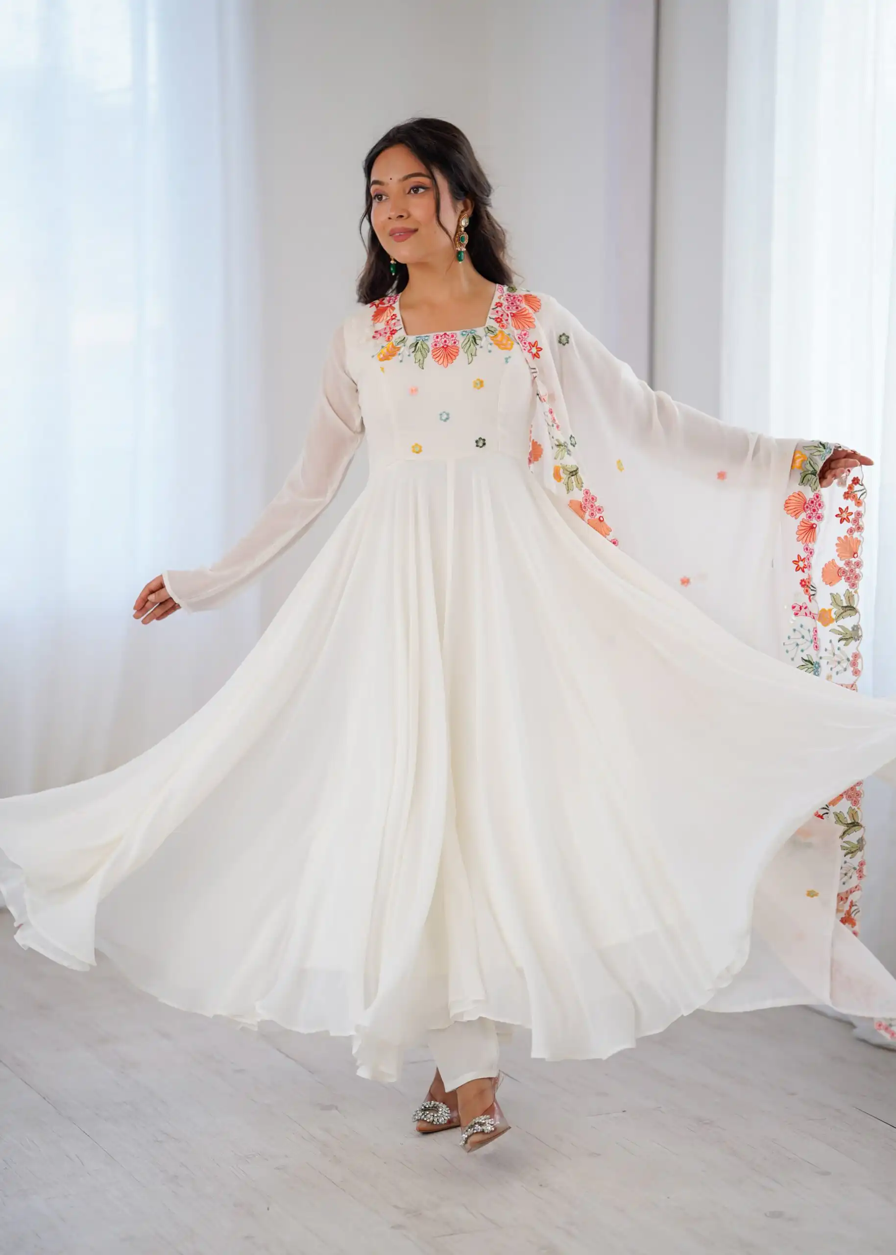 NSR 901 White Faux Georgette Salwar Suit with Lace Work & Embroidery Work. Introductory Price ₹2099. Delivery 4-6 Working Days. Shop now. | Jump Suits, Straight Suits, Casual Suits, Creative suits, Designer Suits, Palazzo Suits, Party Wear Suits, Patiala Suits, Salwar suit
