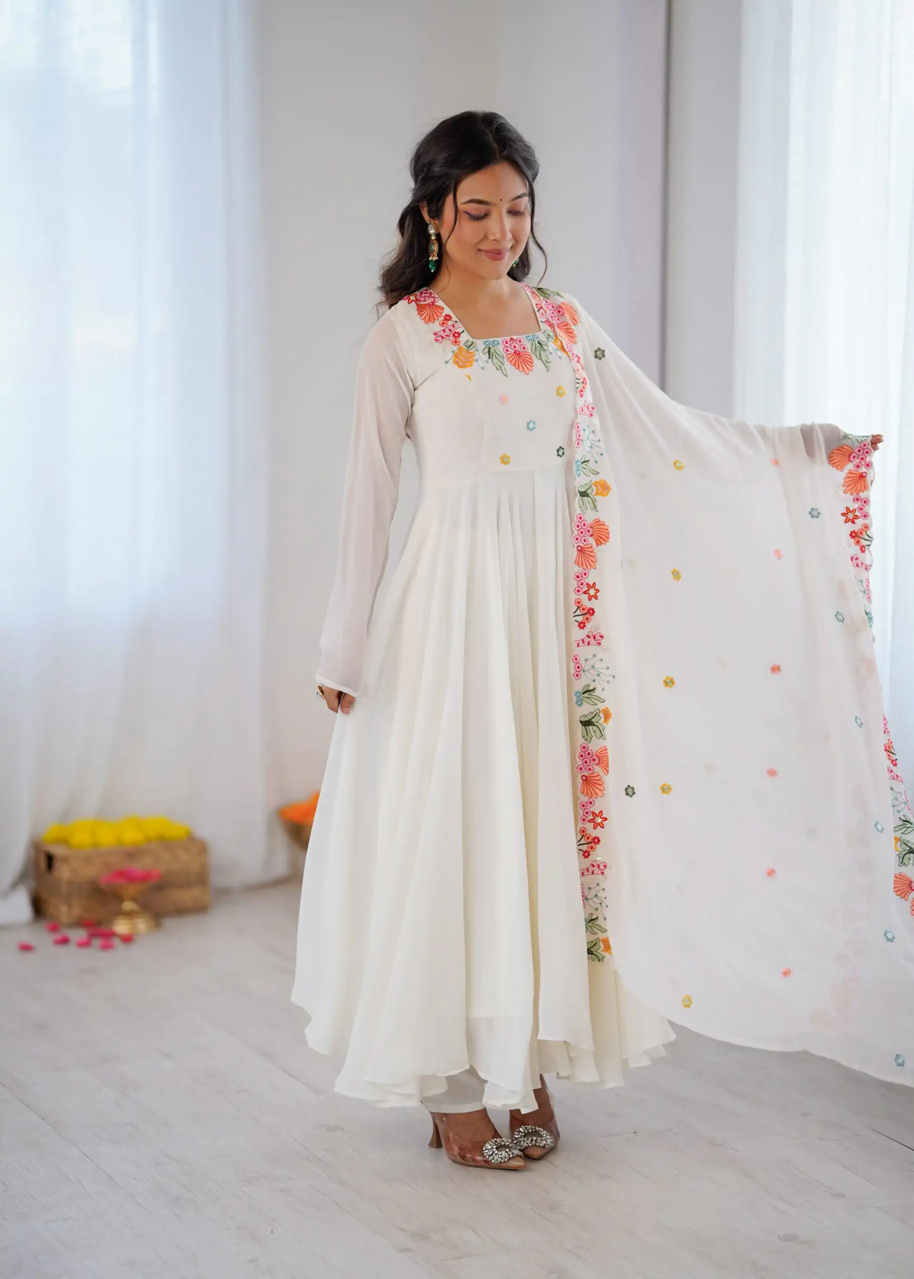 NSR 901 White Faux Georgette Salwar Suit with Lace Work & Embroidery Work. Introductory Price ₹2099. Delivery 4-6 Working Days. Shop now. | Jump Suits, Straight Suits, Casual Suits, Creative suits, Designer Suits, Palazzo Suits, Party Wear Suits, Patiala Suits, Salwar suit