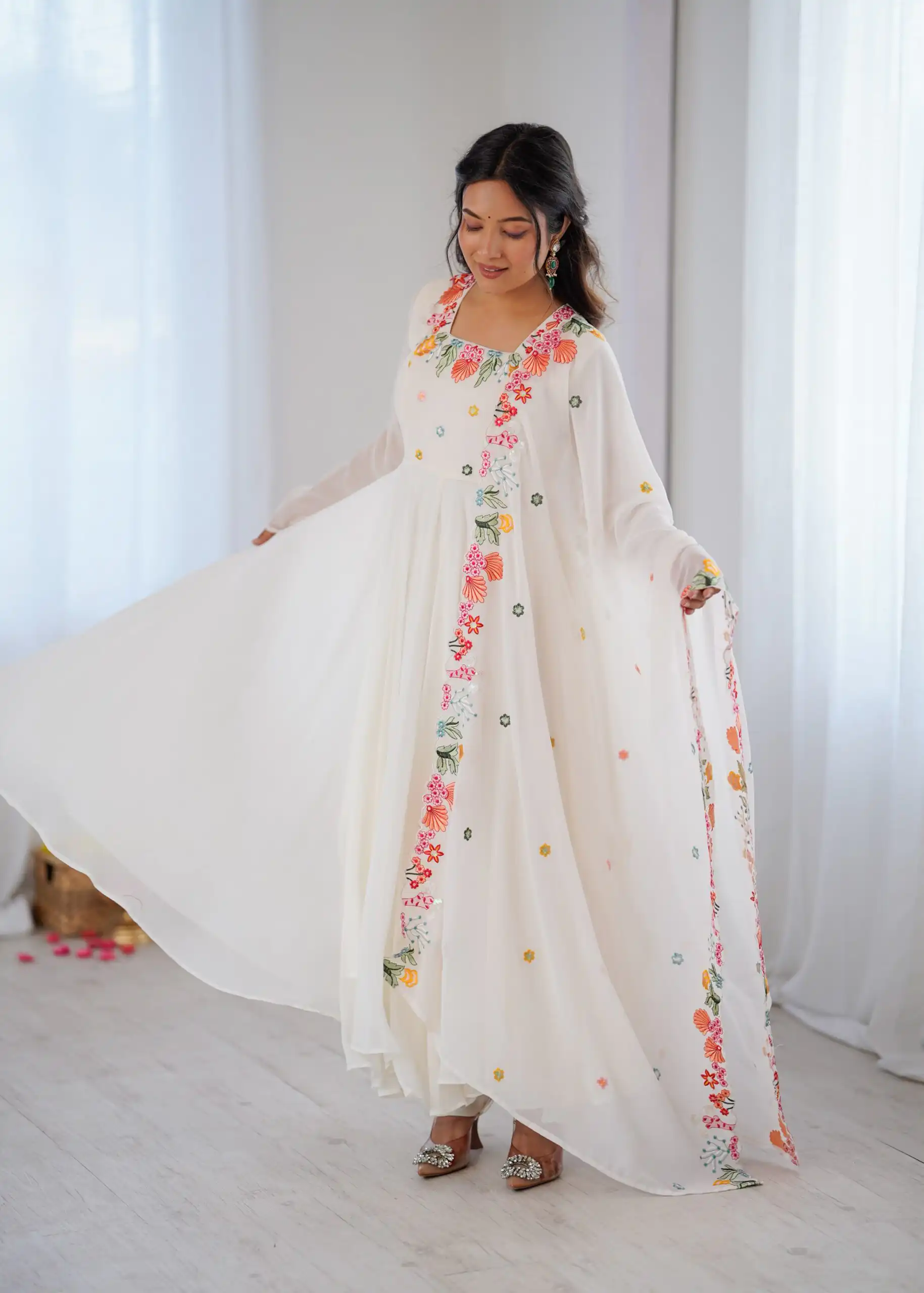 NSR 901 White Faux Georgette Salwar Suit with Lace Work & Embroidery Work. Introductory Price ₹2099. Delivery 4-6 Working Days. Shop now. | Jump Suits, Straight Suits, Casual Suits, Creative suits, Designer Suits, Palazzo Suits, Party Wear Suits, Patiala Suits, Salwar suit