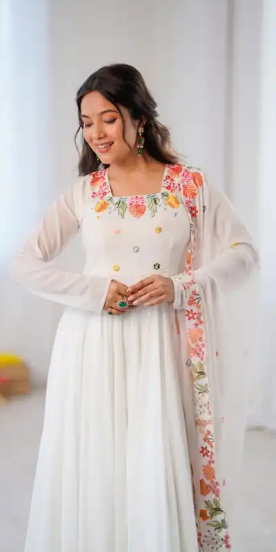 NSR 901 White Faux Georgette Salwar Suit with Lace Work & Embroidery Work. Introductory Price ₹2099. Delivery 4-6 Working Days. Shop now. | Jump Suits, Straight Suits, Casual Suits, Creative suits, Designer Suits, Palazzo Suits, Party Wear Suits, Patiala Suits, Salwar suit