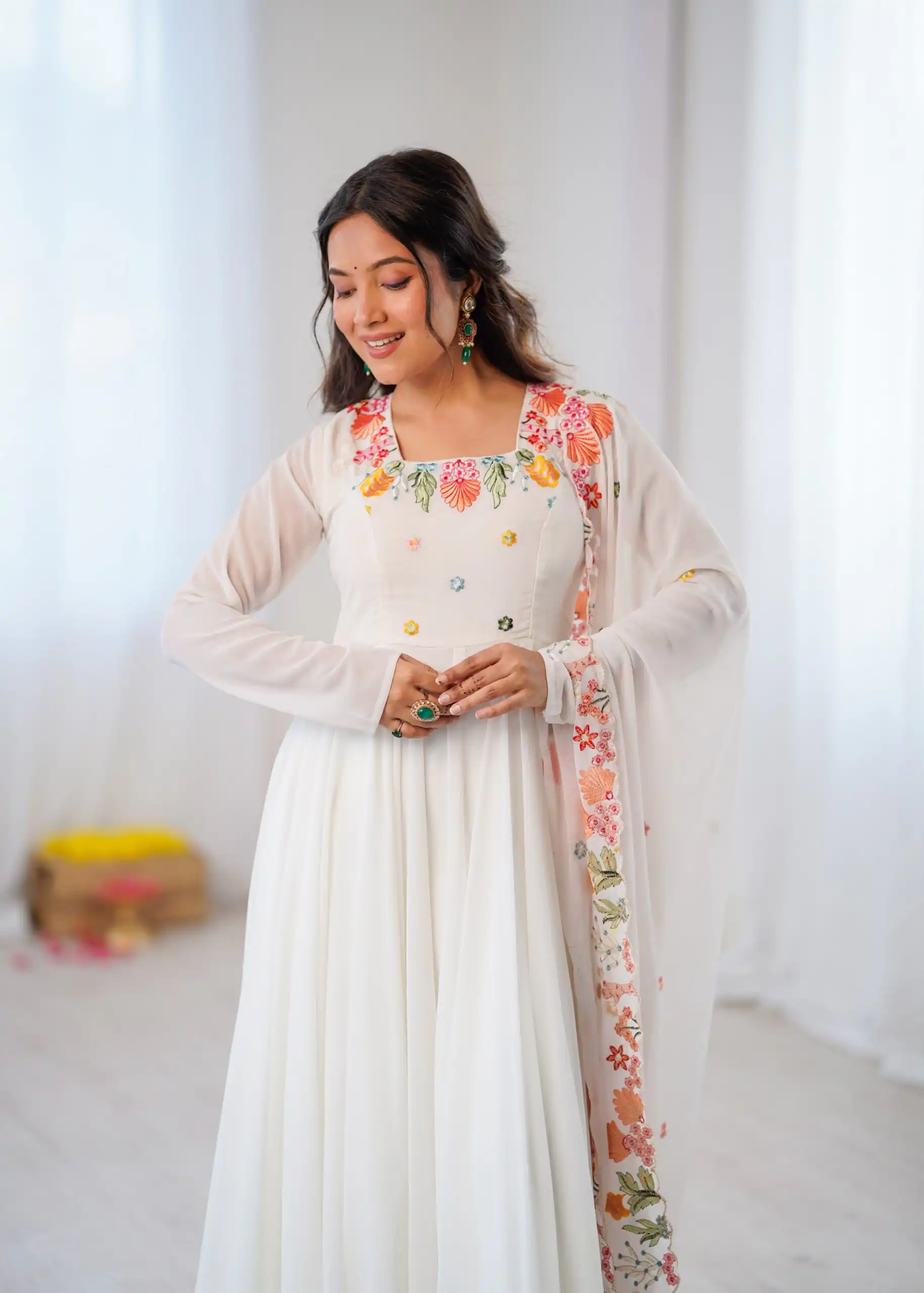 NSR 901 White Faux Georgette Salwar Suit with Lace Work & Embroidery Work. Introductory Price ₹2099. Delivery 4-6 Working Days. Shop now. | Jump Suits, Straight Suits, Casual Suits, Creative suits, Designer Suits, Palazzo Suits, Party Wear Suits, Patiala Suits, Salwar suit
