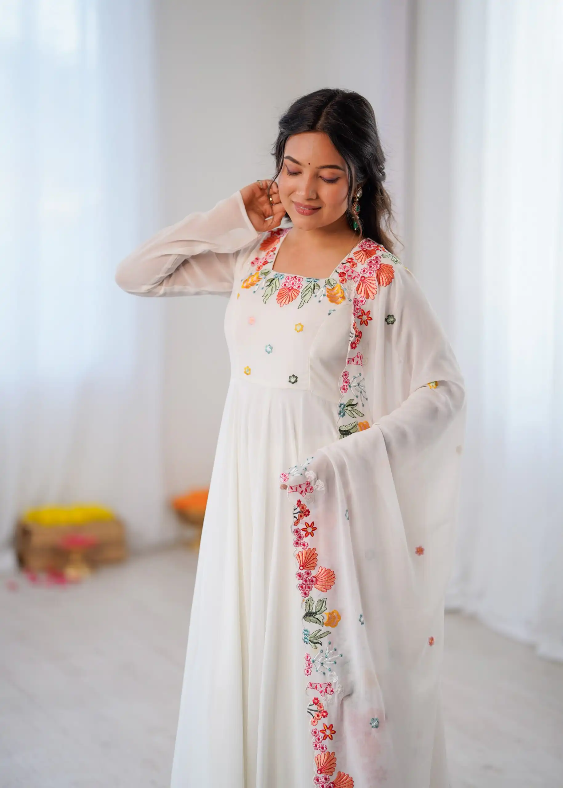 NSR 901 White Faux Georgette Salwar Suit with Lace Work & Embroidery Work. Introductory Price ₹2099. Delivery 4-6 Working Days. Shop now. | Jump Suits, Straight Suits, Casual Suits, Creative suits, Designer Suits, Palazzo Suits, Party Wear Suits, Patiala Suits, Salwar suit
