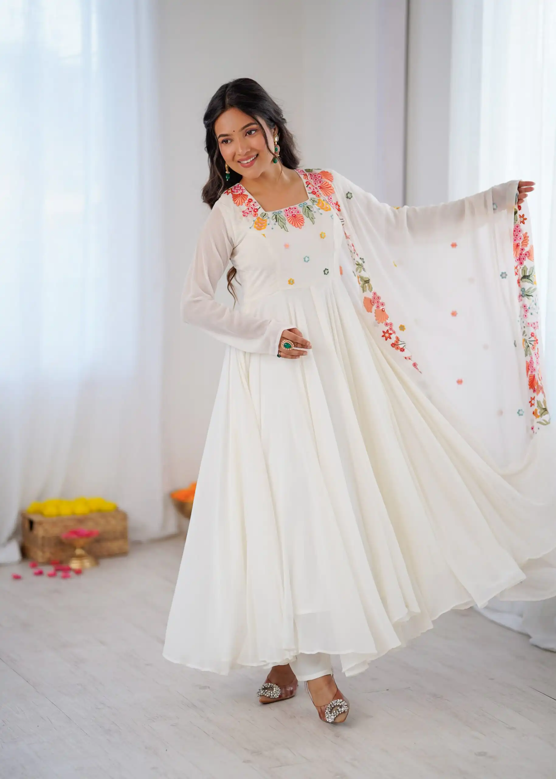 NSR 901 White Faux Georgette Salwar Suit with Lace Work & Embroidery Work. Introductory Price ₹2099. Delivery 4-6 Working Days. Shop now. | Jump Suits, Straight Suits, Casual Suits, Creative suits, Designer Suits, Palazzo Suits, Party Wear Suits, Patiala Suits, Salwar suit