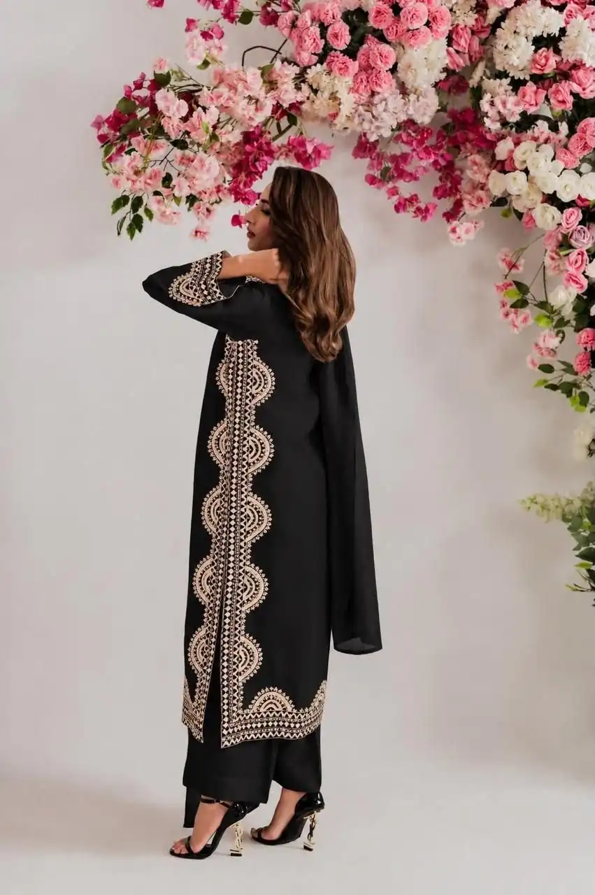 RTC 6060 Black in Biscuit Slab. Thread Embroidery & Embroidery Work Salwar Suit Special Price ₹2399. Delivery 4-6 Working Days. Shop now. | Jump Suits, Straight Suits, Casual Suits, Creative suits, Designer Suits, Palazzo Suits, Party Wear Suits, Patiala Suits, Salwar suit