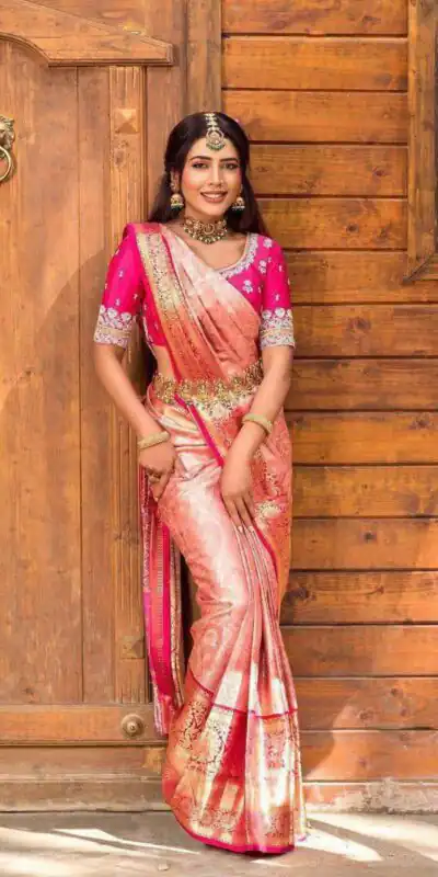 KP 6084 Peach Soft Lichi Silk Saree with Lace Work & Lace Border. Introductory Price ₹1449. Delivery 4-6 Working Days. Shop now. | Bollywood Sarees, Creative Sarees, Designer Sarees, Embroidered Sarees, Ethnic Saree, Modern Digital sarees, Party Wear Sarees, Sarees