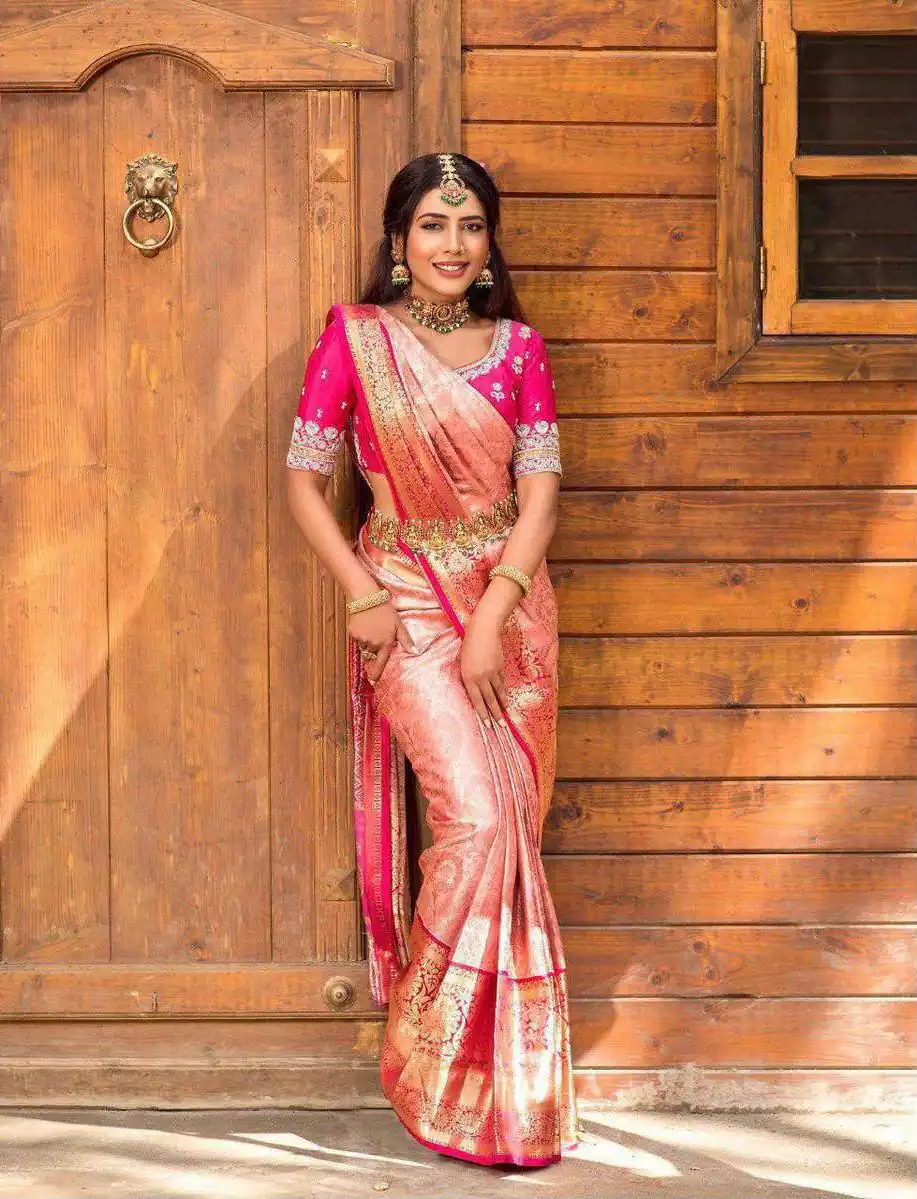 KP 6084 Peach Soft Lichi Silk Saree with Lace Work & Lace Border. Introductory Price ₹1449. Delivery 4-6 Working Days. Shop now. | Bollywood Sarees, Creative Sarees, Designer Sarees, Embroidered Sarees, Ethnic Saree, Modern Digital sarees, Party Wear Sarees, Sarees