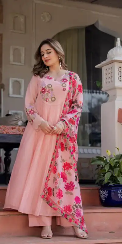 DIVA 166 Peach Mal Chanderi Salwar Suit Perfect for Wedding, Party, Baisakhi, Housewarming, Sangeet – Introductory Price ₹2249. Delivery 4-6 Working D | Jump Suits, Straight Suits, Casual Suits, Creative suits, Designer Suits, Palazzo Suits, Party Wear Suits, Patiala Suits, Salwar suit