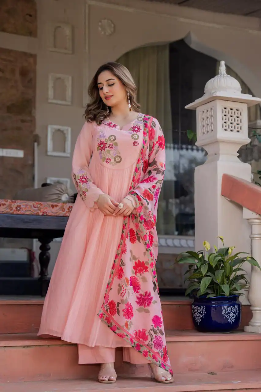 DIVA 166 Peach Mal Chanderi Salwar Suit Perfect for Wedding, Party, Baisakhi, Housewarming, Sangeet – Introductory Price ₹2249. Delivery 4-6 Working D | Jump Suits, Straight Suits, Casual Suits, Creative suits, Designer Suits, Palazzo Suits, Party Wear Suits, Patiala Suits, Salwar suit