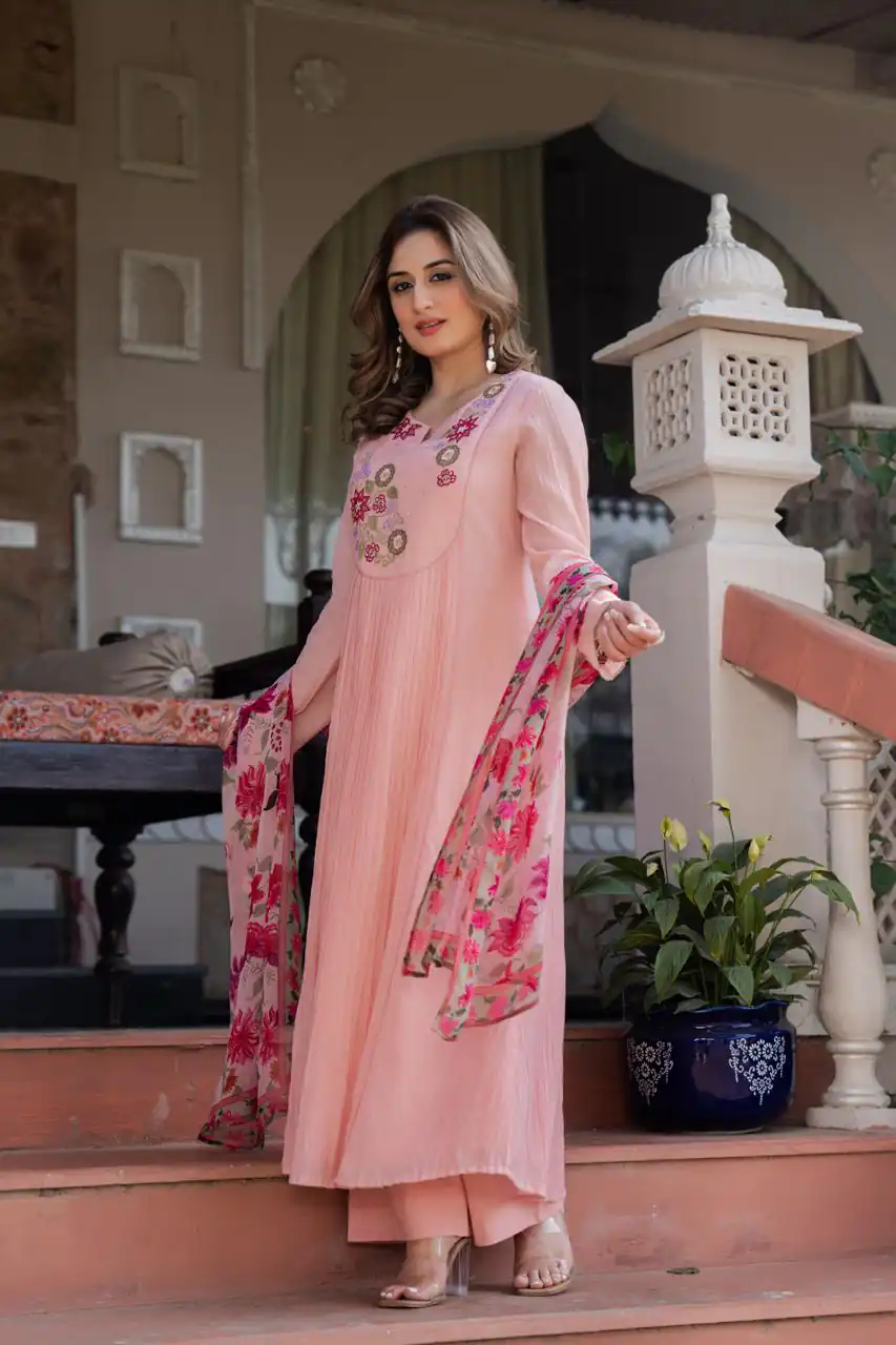 DIVA 166 Peach Mal Chanderi Salwar Suit Perfect for Wedding, Party, Baisakhi, Housewarming, Sangeet – Introductory Price ₹2249. Delivery 4-6 Working D | Jump Suits, Straight Suits, Casual Suits, Creative suits, Designer Suits, Palazzo Suits, Party Wear Suits, Patiala Suits, Salwar suit