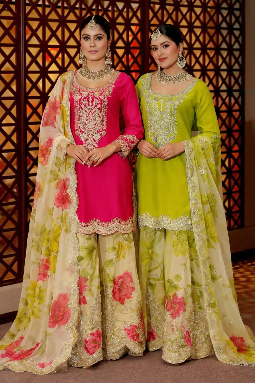 Glowing Pink Chinon Silk Embroider Work Salwar Suit - Image 3