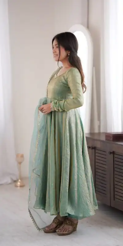 Alternative view of Glowing Rama Doremon Crush Mirror Work Gown