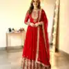 SSR 546 Red in Georgette Embroidery Work & Sequins Work Gown . Get it for ₹2149. Delivery 4-6 Working Days. Online Shop now. | Bollywood Gowns, Creative Gowns, Designer Gowns, Embroidered Gowns, Gowns, Party Wear Gowns