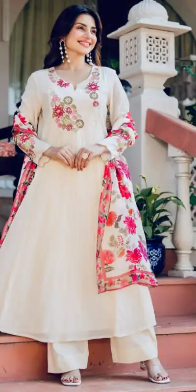 DIVA 166 White Mal Chanderi Salwar Suit Perfect for Wedding, Party, Baisakhi, Housewarming, Sangeet – Introductory Price ₹2249. Delivery 4-6 Working D | Jump Suits, Straight Suits, Casual Suits, Creative suits, Designer Suits, Palazzo Suits, Party Wear Suits, Patiala Suits, Salwar suit
