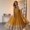 SSR 546 Yellow in Georgette Embroidery Work & Sequins Work Gown . Get it for ₹2149. Delivery 4-6 Working Days. Online Shop now. | Bollywood Gowns, Creative Gowns, Designer Gowns, Embroidered Gowns, Gowns, Party Wear Gowns