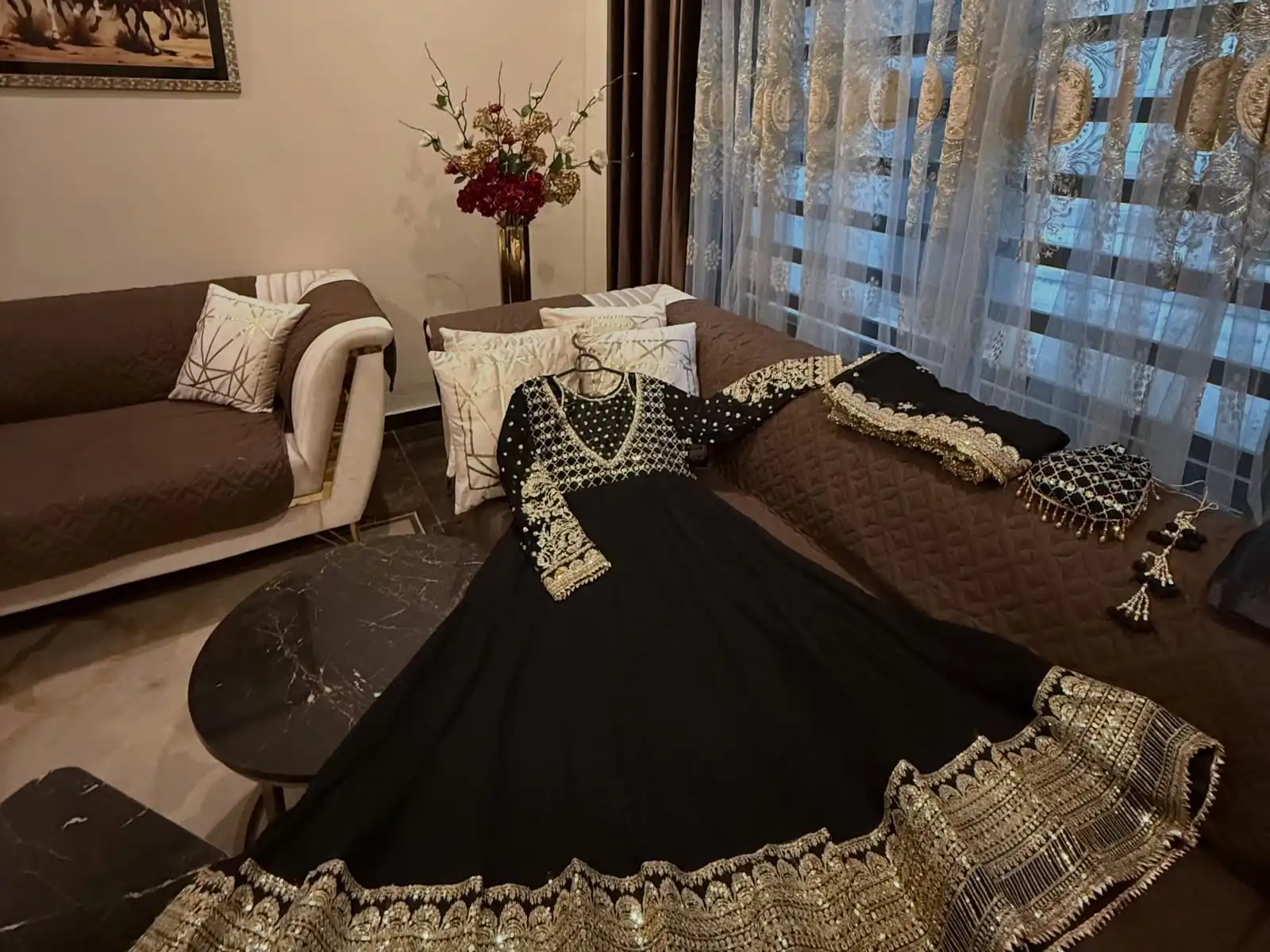 JF 049 Black Georgette Gown with Embroidery Work & Sequins Work. Exclusive Offer ₹2149. Delivery 4-6 Working Days. Shop now. | Bollywood Gowns, Creative Gowns, Designer Gowns, Embroidered Gowns, Gowns, Party Wear Gowns
