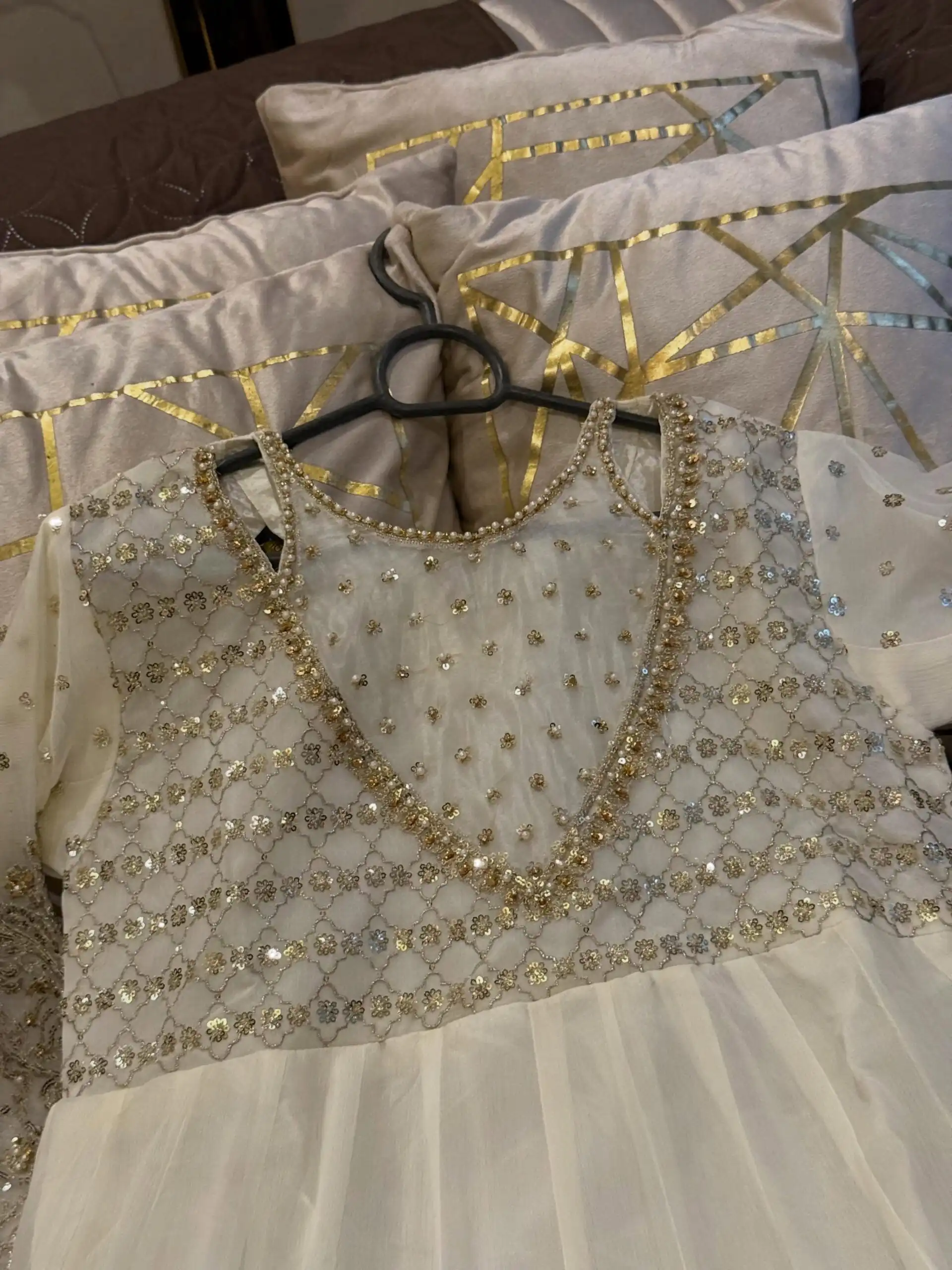 JF 049 White Georgette Gown with Embroidery Work & Sequins Work. Exclusive Offer ₹2149. Delivery 4-6 Working Days. Shop now. | Bollywood Gowns, Creative Gowns, Designer Gowns, Embroidered Gowns, Gowns, Party Wear Gowns