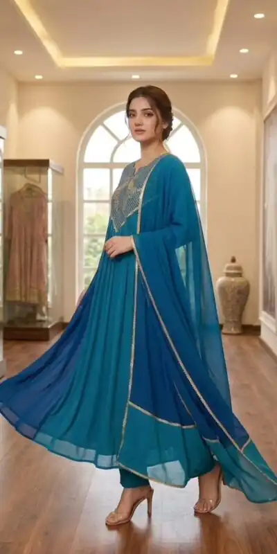 LG 2137 Blue Mul Chanderi Salwar Suit with Embroidery Work & Sequins Work. Festive Deal ₹2199. Delivery 4-6 Working Days. Shop nowp | Jump Suits, Straight Suits, Casual Suits, Creative suits, Designer Suits, Palazzo Suits, Party Wear Suits, Patiala Suits, Salwar suit