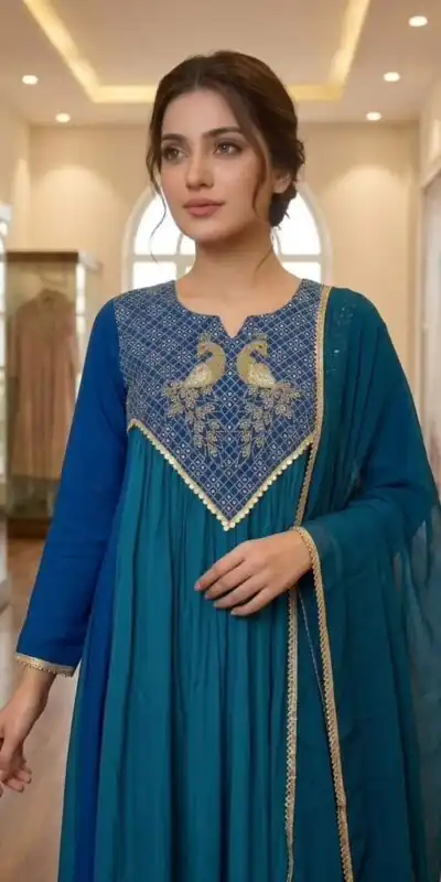 LG 2137 Blue Mul Chanderi Salwar Suit with Embroidery Work & Sequins Work. Festive Deal ₹2199. Delivery 4-6 Working Days. Shop nowp | Jump Suits, Straight Suits, Casual Suits, Creative suits, Designer Suits, Palazzo Suits, Party Wear Suits, Patiala Suits, Salwar suit