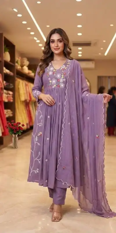 LG 2131 Lavender Mul Chanderi Salwar Suit with Embroidery Work & Sequins Work. Festive Deal ₹2199. Delivery 4-6 Working Days. Shop nowp | Jump Suits, Straight Suits, Casual Suits, Creative suits, Designer Suits, Palazzo Suits, Party Wear Suits, Patiala Suits, Salwar suit