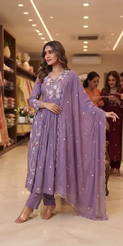 LG 2131 Lavender Mul Chanderi Salwar Suit with Embroidery Work & Sequins Work. Festive Deal ₹2199. Delivery 4-6 Working Days. Shop nowp | Jump Suits, Straight Suits, Casual Suits, Creative suits, Designer Suits, Palazzo Suits, Party Wear Suits, Patiala Suits, Salwar suit