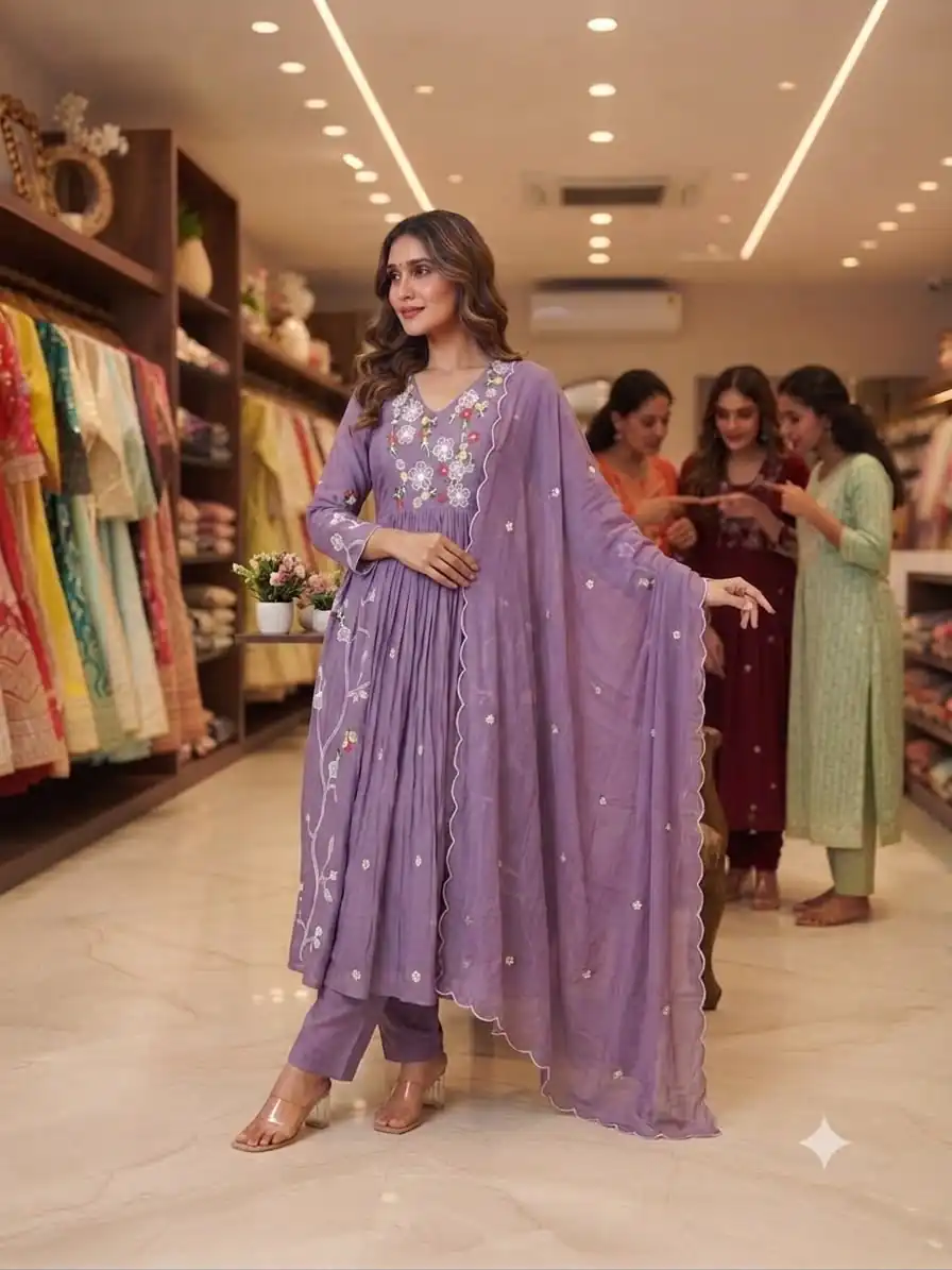 LG 2131 Lavender Mul Chanderi Salwar Suit with Embroidery Work & Sequins Work. Festive Deal ₹2199. Delivery 4-6 Working Days. Shop nowp | Jump Suits, Straight Suits, Casual Suits, Creative suits, Designer Suits, Palazzo Suits, Party Wear Suits, Patiala Suits, Salwar suit