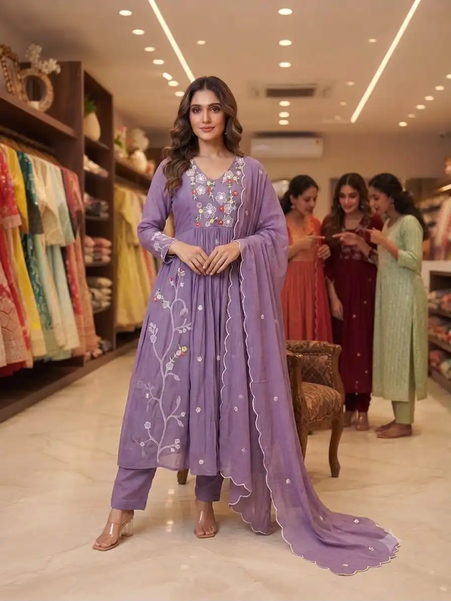 LG 2131 Lavender Mul Chanderi Salwar Suit with Embroidery Work & Sequins Work. Festive Deal ₹2199. Delivery 4-6 Working Days. Shop nowp | Jump Suits, Straight Suits, Casual Suits, Creative suits, Designer Suits, Palazzo Suits, Party Wear Suits, Patiala Suits, Salwar suit
