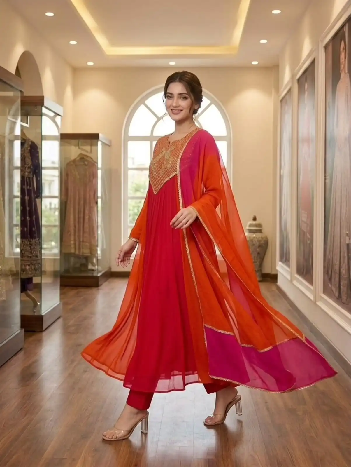 LG 2137 Red Mul Chanderi Salwar Suit with Embroidery Work & Sequins Work. Festive Deal ₹2199. Delivery 4-6 Working Days. Shop nowp | Jump Suits, Straight Suits, Casual Suits, Creative suits, Designer Suits, Palazzo Suits, Party Wear Suits, Patiala Suits, Salwar suit