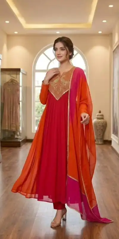 LG 2137 Red Mul Chanderi Salwar Suit with Embroidery Work & Sequins Work. Festive Deal ₹2199. Delivery 4-6 Working Days. Shop nowp | Jump Suits, Straight Suits, Casual Suits, Creative suits, Designer Suits, Palazzo Suits, Party Wear Suits, Patiala Suits, Salwar suit