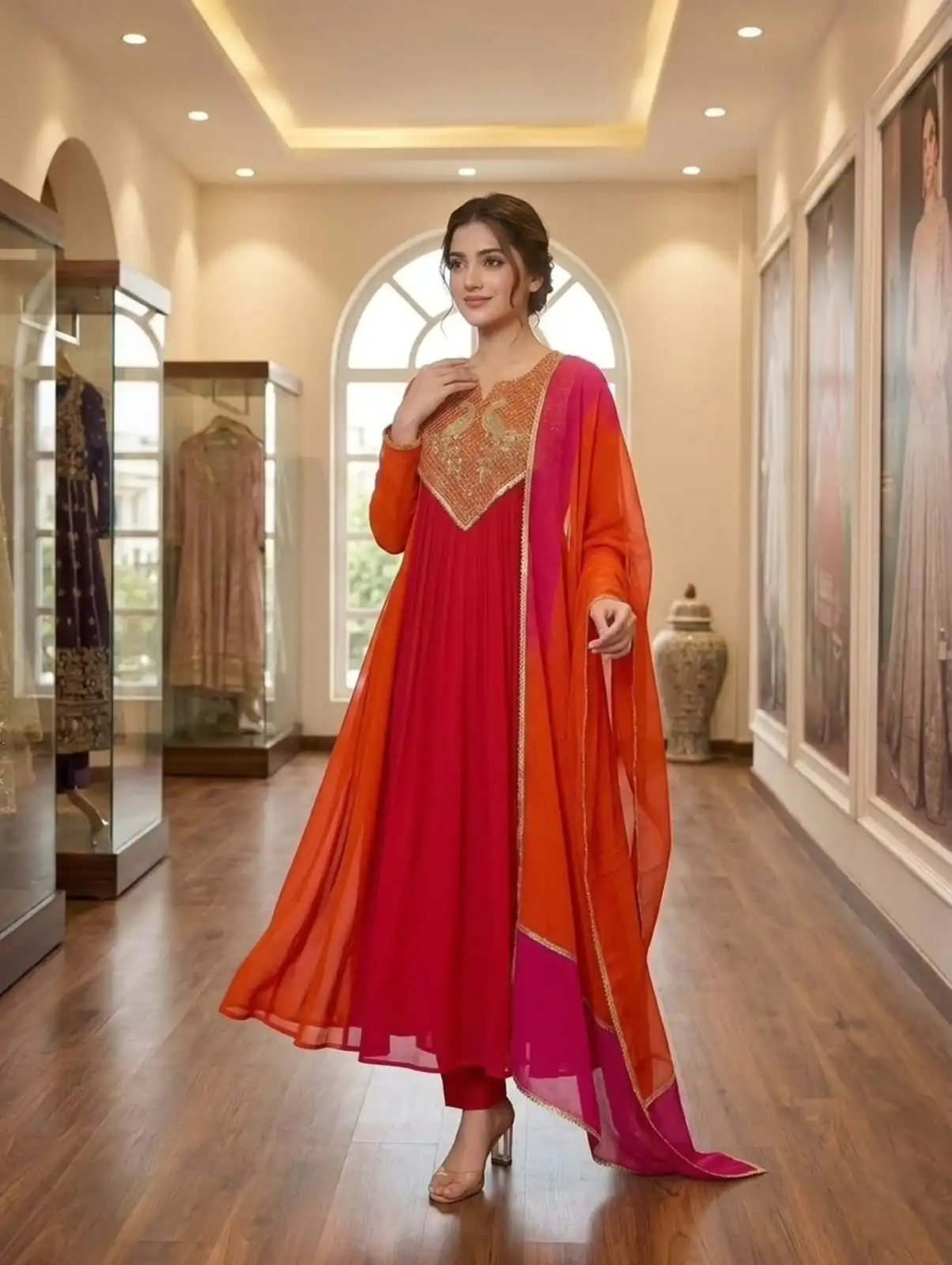 LG 2137 Red Mul Chanderi Salwar Suit with Embroidery Work & Sequins Work. Festive Deal ₹2199. Delivery 4-6 Working Days. Shop nowp | Jump Suits, Straight Suits, Casual Suits, Creative suits, Designer Suits, Palazzo Suits, Party Wear Suits, Patiala Suits, Salwar suit