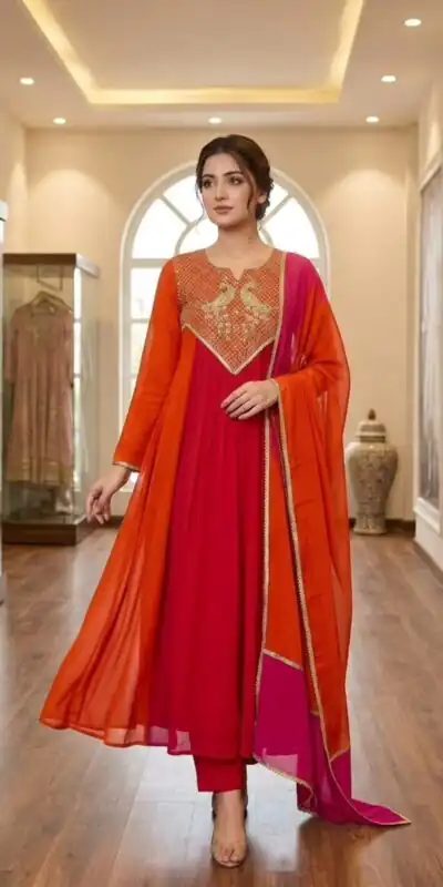 LG 2137 Red Mul Chanderi Salwar Suit with Embroidery Work & Sequins Work. Festive Deal ₹2199. Delivery 4-6 Working Days. Shop nowp | Jump Suits, Straight Suits, Casual Suits, Creative suits, Designer Suits, Palazzo Suits, Party Wear Suits, Patiala Suits, Salwar suit