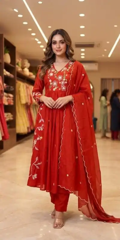 LG 2131 Red Mul Chanderi Salwar Suit with Embroidery Work & Sequins Work. Festive Deal ₹2199. Delivery 4-6 Working Days. Shop nowp | Jump Suits, Straight Suits, Casual Suits, Creative suits, Designer Suits, Palazzo Suits, Party Wear Suits, Patiala Suits, Salwar suit