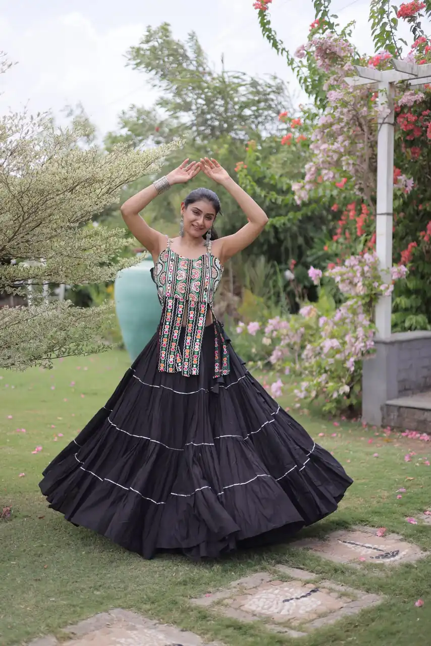 KA 5075 Black Kora Cotton Lehenga Choli erfect for Wedding, Party, Haldi, Traditional Day, Makar Sankranti – . Special Price ₹2899. Delivery 4-6 Working | Bollywood Lehenga, Creative Lehenga, Designer Lehenga, Embroidered Lehenga, Lehenga, Party Wear Lehenga