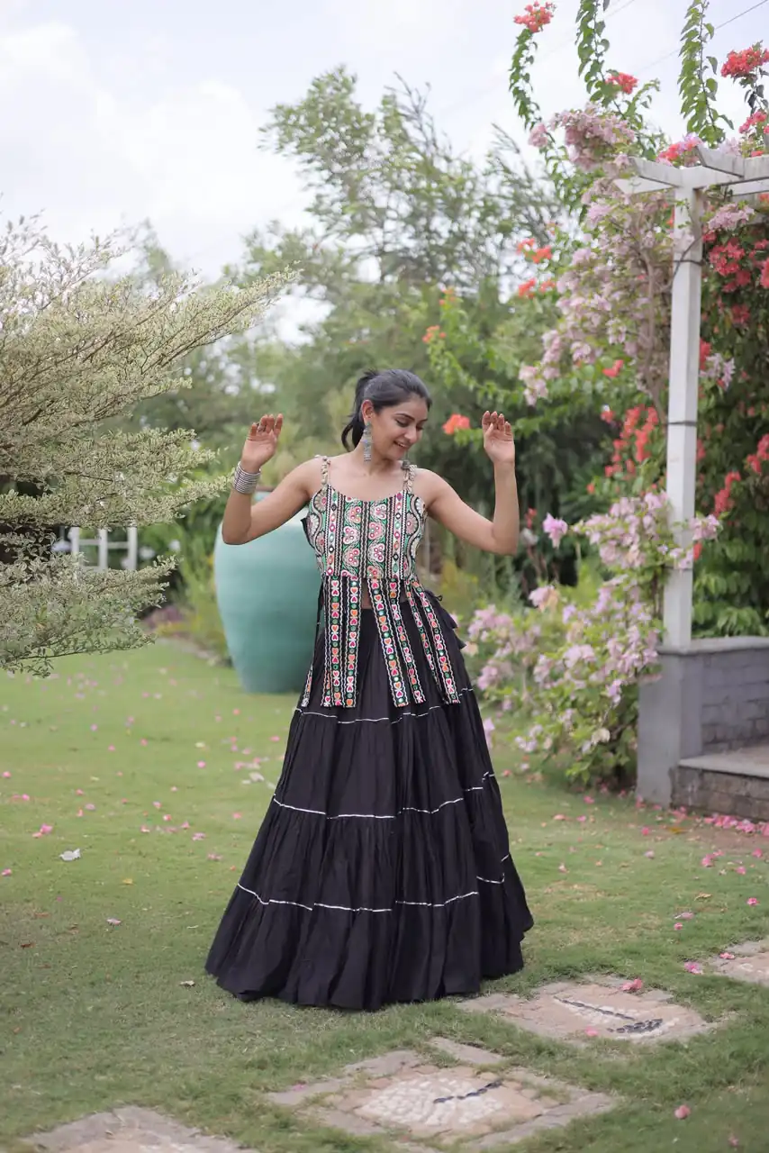 KA 5075 Black Kora Cotton Lehenga Choli erfect for Wedding, Party, Haldi, Traditional Day, Makar Sankranti – . Special Price ₹2899. Delivery 4-6 Working | Bollywood Lehenga, Creative Lehenga, Designer Lehenga, Embroidered Lehenga, Lehenga, Party Wear Lehenga
